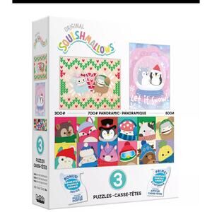 Squishmallows 3 Puzzles Set 300-700 Adhesive Puzzle Saver Included Buffalo Games